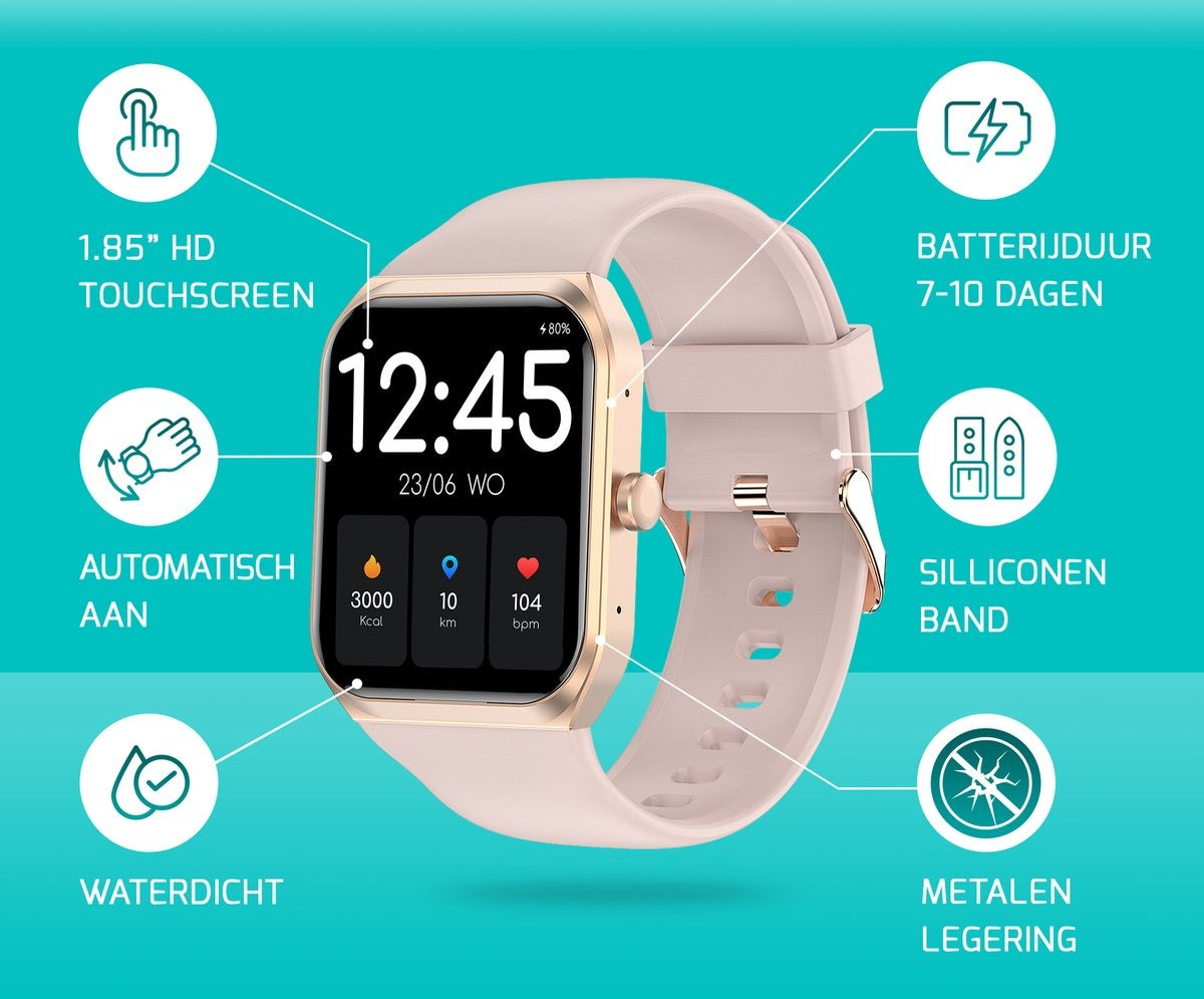 FITAGE Smartwatch voor dames - Activity Tracker - waterdicht - Roze