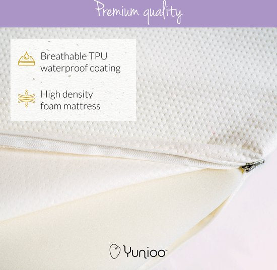 Yunioo Opvouwbaar Verschoonkussen | Aankleedkussen | Luier Verschoonmat | Universeel Matras voor Verschoonmand, Mozesmand, Kinderwagen en Wiegje | Met Ultrazachte, Waterafstotende en Afritsbare hoes | Steun een goed doel | 74 x 38 x 3 cm