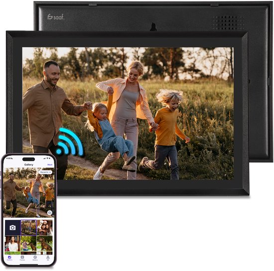 Digitale Fotolijst met Wifi - 10,1" Touchscreen & 160GB - met App - Digitale Fotokader - Zwart - van Saaf