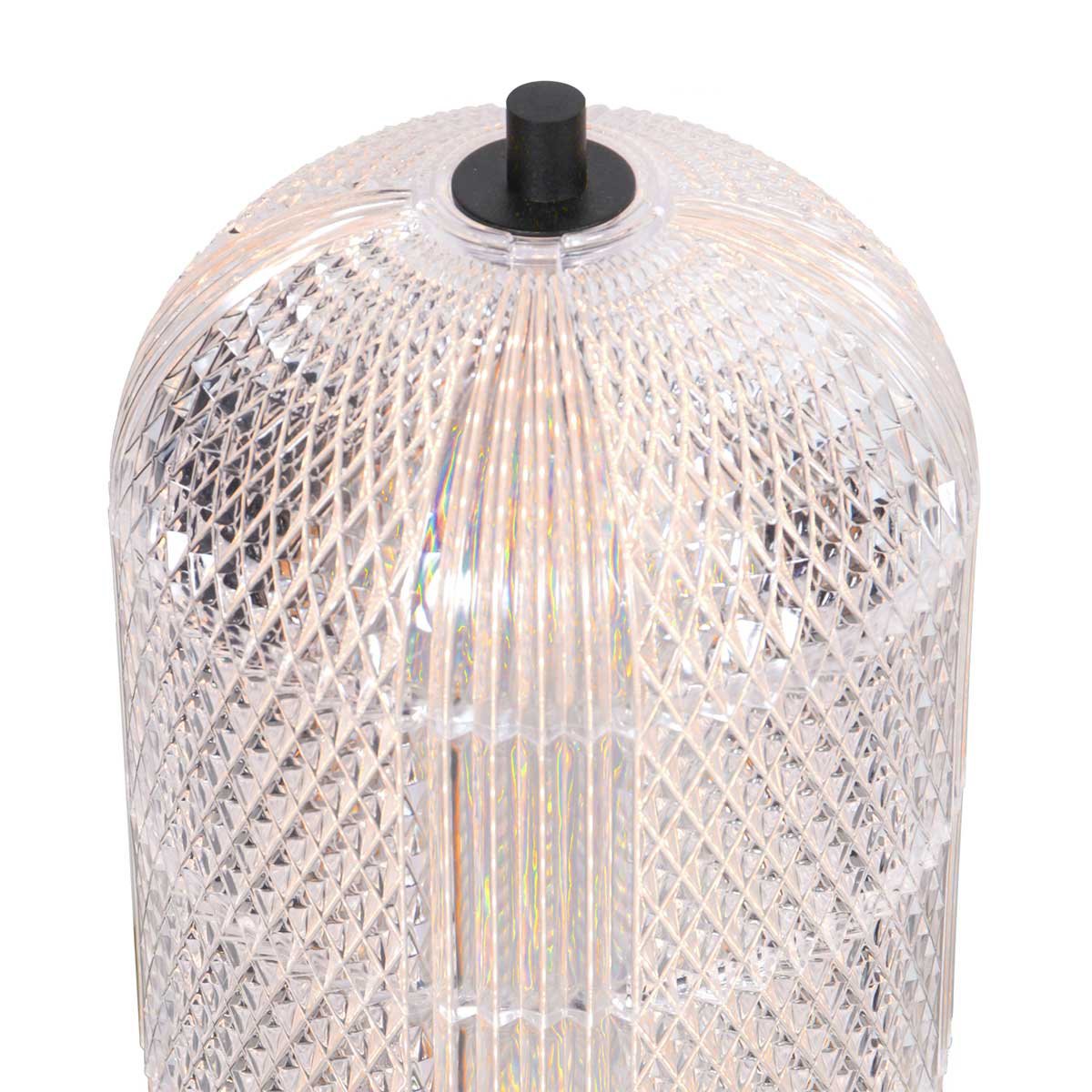 Tafellamp Geripu 3841ZW Ø15cm geribbeld kunststof met led module - Transparant/Zwart - Design - Mexlite