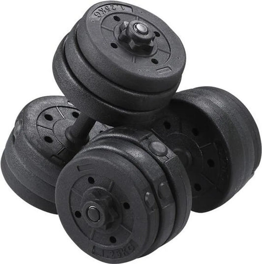 Yaheetech Verstelbare Dumbbellset 20 kg - 2 Halters met Antislip Handgreep - Zwart