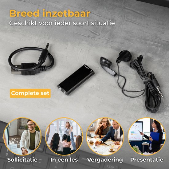 Nuvance - Afluisterapparatuur - Mini Afluisterapparaat - Voice Recorder Digitaal - Spy Recorder - Dictafoon - Afluisteren Opnemen
