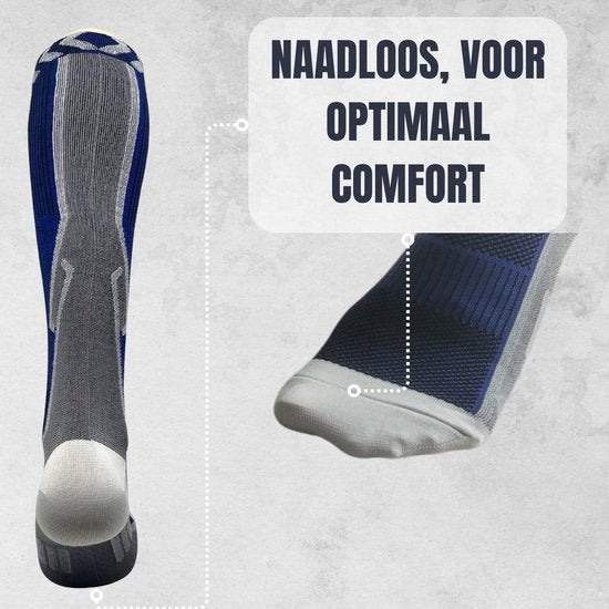 Sandside Steunkousen Compressie Sokken - Compressiekousen - Hardloopsokken - Premium Actief - Donkerblauw - Maat 36-40 S/M -2 Paar