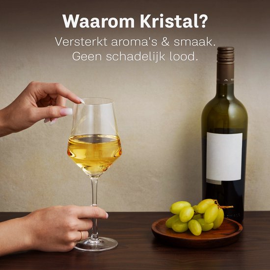 BarDeluxe® Wijnglazen Witte Wijn - Handgeblazen Kristallen Glazen 420ml - Handgemaakt & Loodvrij - Wijnglas - 4 stuks - Luxe Set voor Bar of Diner