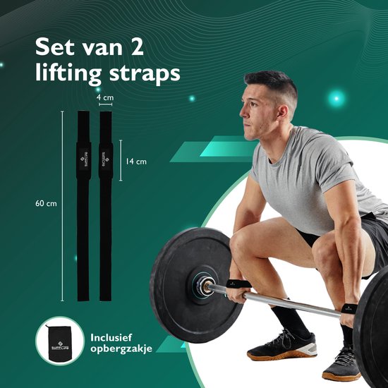 Supplife Lifting Straps - Weightlifting Straps - Gym - Lifting Grips / Hooks - Fitness, Powerlifting, Crossfit & Krachttraining - Workout - Deadlift Straps - Zwart
