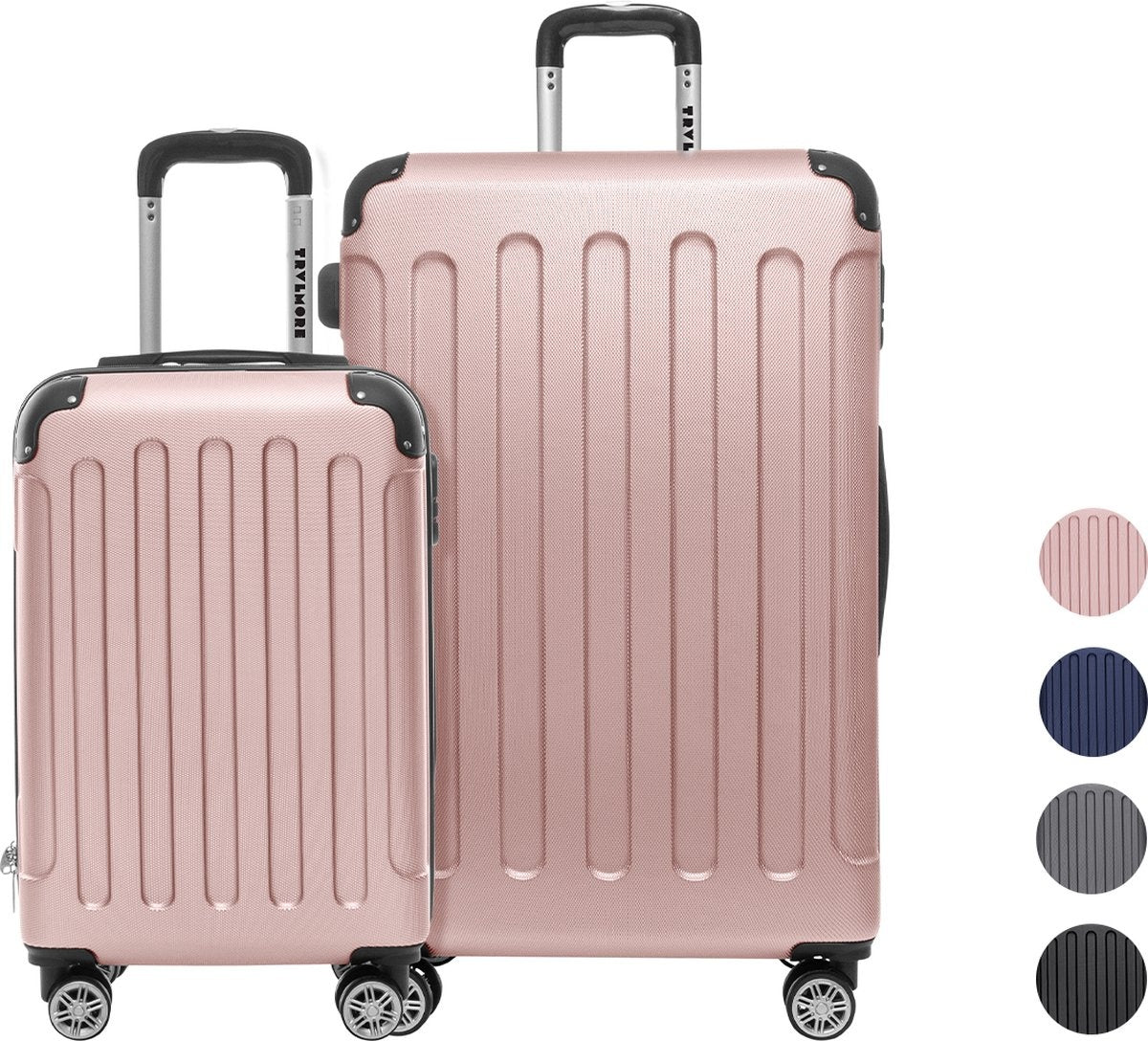 TRVLMORE Kofferset - 2 Delig - 38L Handbagage + 110L Ruimbagage - Roségoud