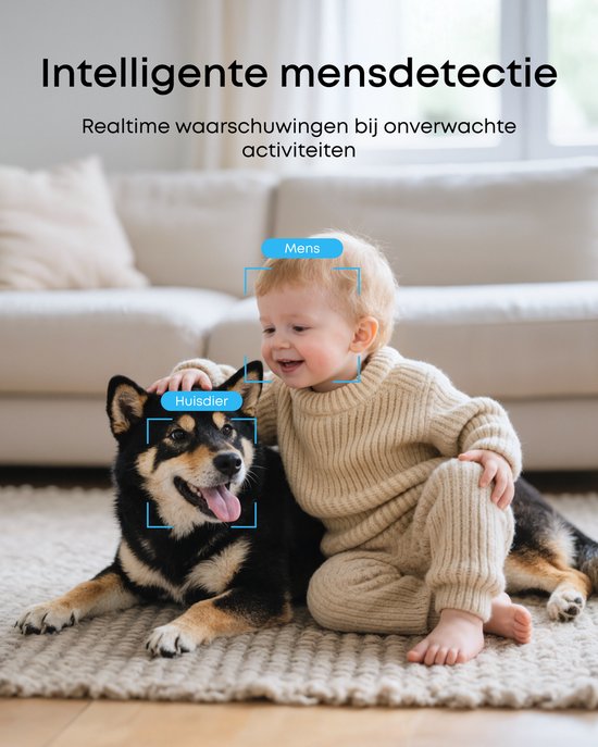 eufy Security Indoor camera E30 - Indoor Cam - Huisdiercamera met app - Petcam - 4K UHD - Pan & Tilt - AI Mens - en Huisdierdetectie - Kleurennachtzicht - Compatibel met Apple HomeKit - Tweewegcommunicatie - Lokale Opslag - Geen Abonnementskosten