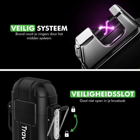 Travelhawk Elektrische Oplaadbare Aansteker - Duurzame Plasma Aansteker - Aanstekers - Elektrische Aansteker - Zwart
