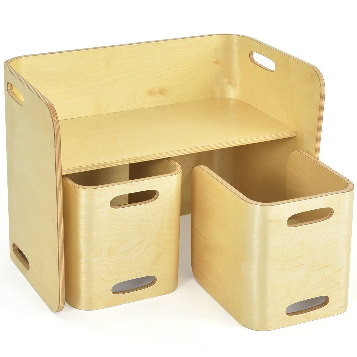 Coast 3-delige kindertafel stoelenset kinderzitgroep houten kindermeubels leertafel natuur