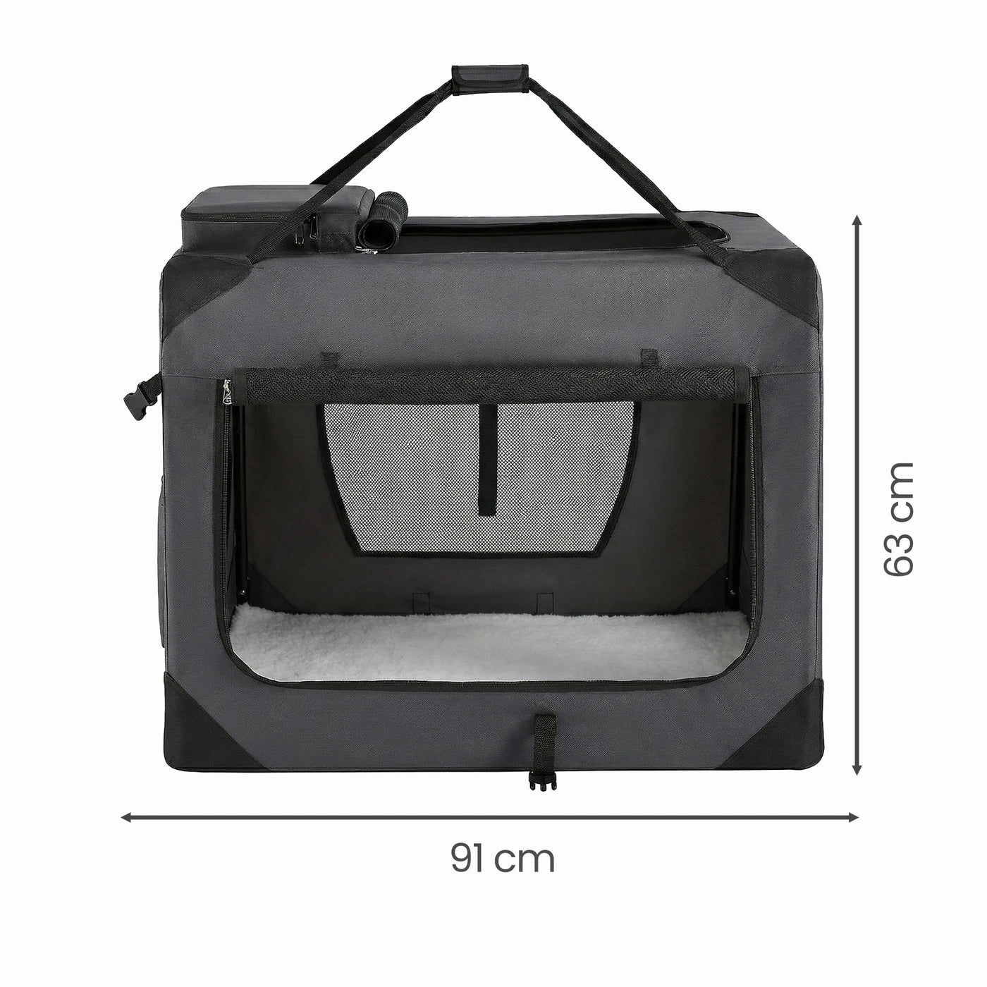 Ochama Opvouwbare Hondenbench 91 x 63 x 63 cm - Oxfordstof - Grijs - Draagbaar - Voor Honden van 23-32 kg