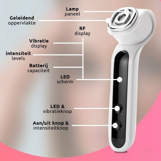 TheBeautyWay Huidverjongingsapparaat - 7 Standen - Draadloos - Facelift Apparaat - Gezichtsverzorging Apparaten Dames - Facelift Apparaat - Huidverzorging - USB Oplaadbaar - Gezichtsreiniger - Verminderen van Acne, Lijnen, Rimpels en Vermoeidheid