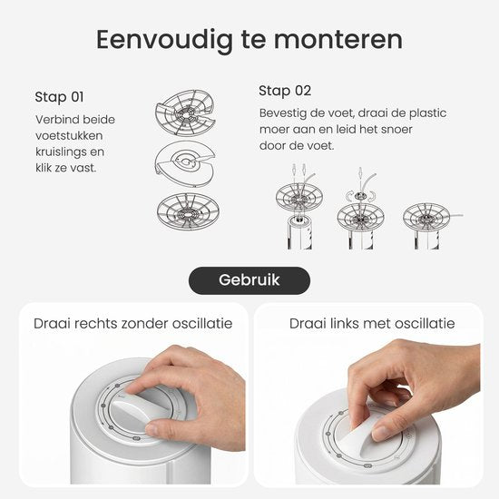 Energiezuinige Ventilator - Torenventilator met 3 blaasstanden en oscilatie - Slaapkamer - Wit - JAP Quebec