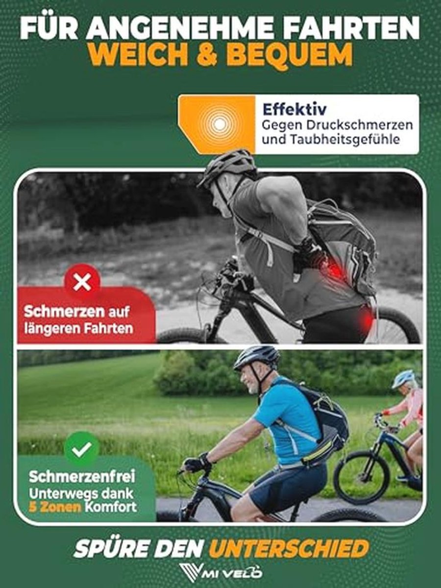 MIVELO Comfort Pro Fietszadel voor Dames en Heren – Ergonomisch Traagschuim – Zwart