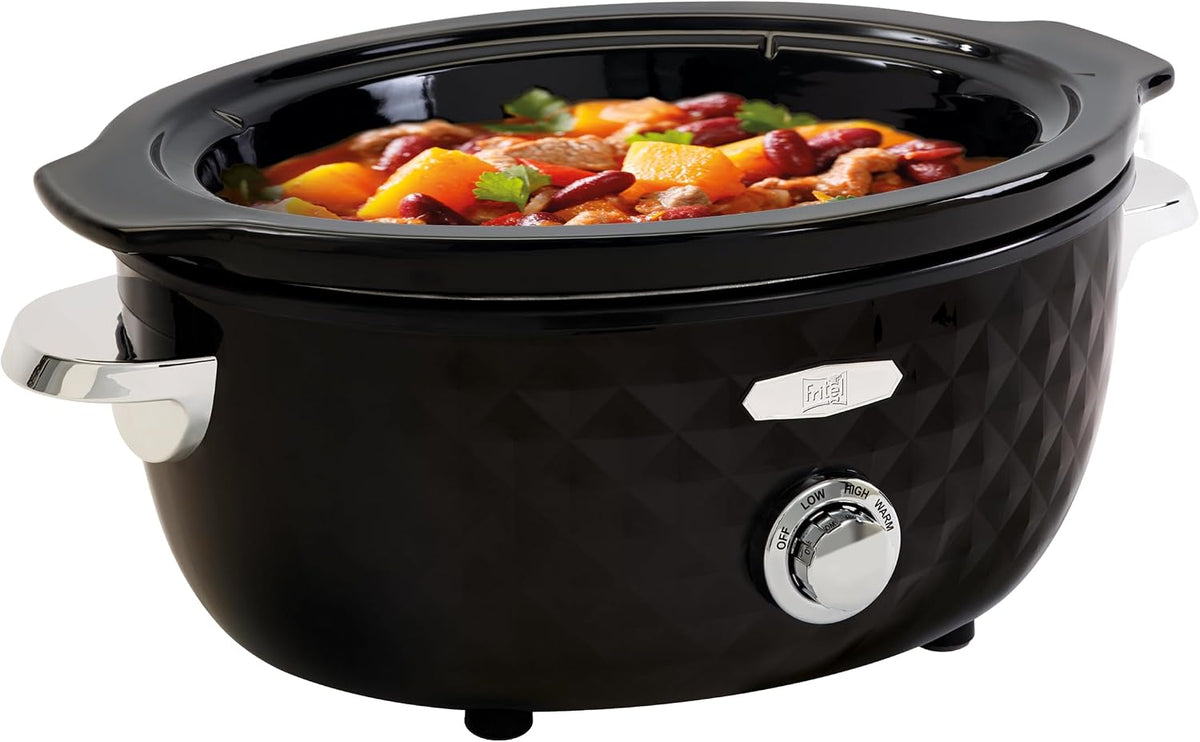 FRITEL Slow Cooker SC 2090 3,3L – 150W – 1-4 Personen – Keramische Pot – Zwart/Chroom – 26 × 35,5 × 23 cm