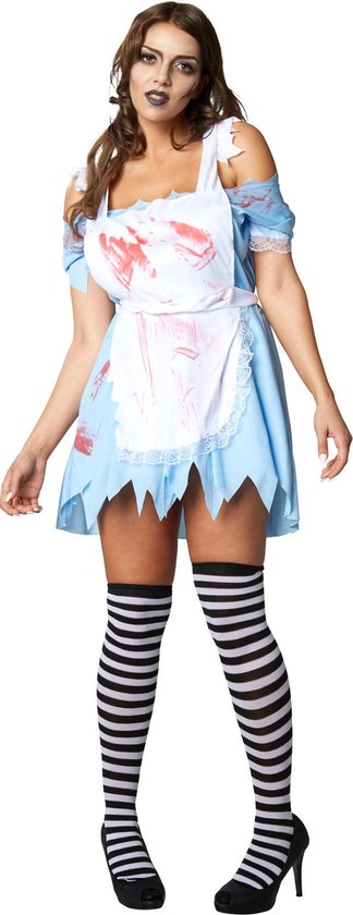Dressforfun Zombie Alice XXL - verkleedkleding kostuum halloween verkleden feestkleding carnavalskleding carnaval feestkledij partykleding - 302244