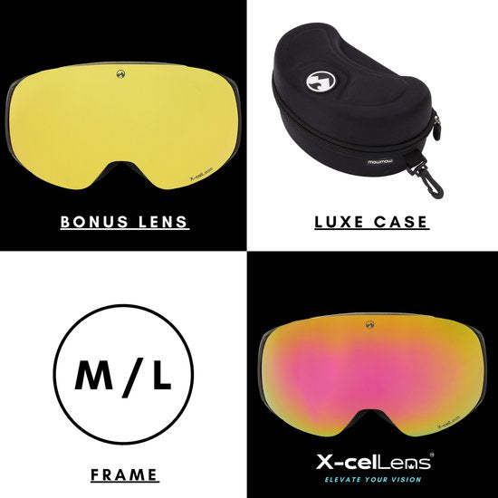 MowMow GRAVITY Skibril + Extra Lens – Magnetisch – Bio-Frame - R-Strap - UV400 - Unisex