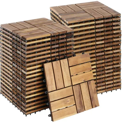tectake Tabula Tuintegels – 40-delige Set – Acaciahout – Kliksysteem – 31 x 31 cm
