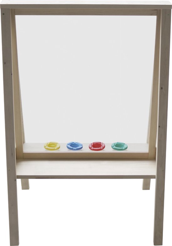 AXI Eric schildersezel van hout in Naturel Bruin - Schildertafel kind voor binnen & buiten met doek van plexiglas & 4 verfpotjes - 50x70x105cm