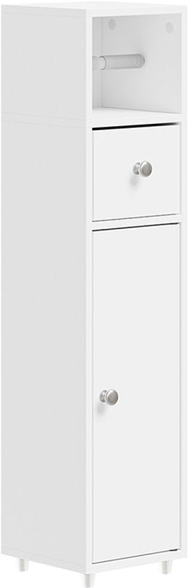 SoBuy Toiletkast BZR219-W - Wastafelkastje met WC-rolhouder - Wit - 85x20x20 cm