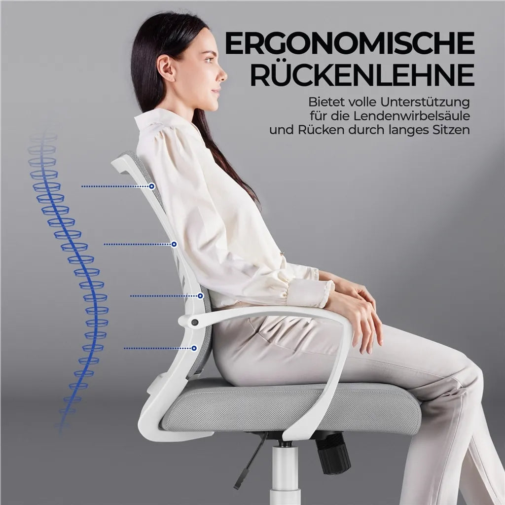 Yaheetech Bureaustoel - Ergonomisch - Lichtgrijs - Verstelbaar