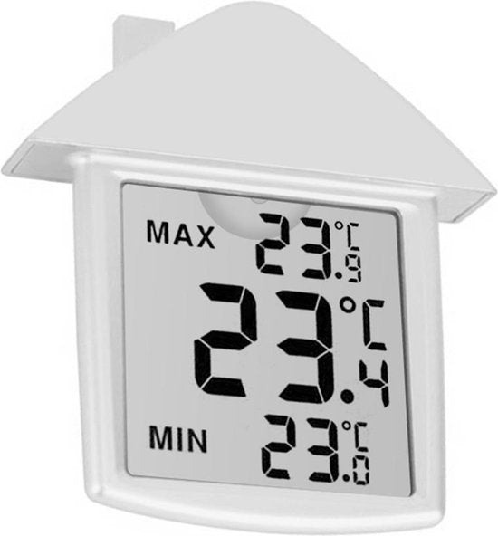 Perel Raamthermometer - digitaal - voor binnen en buiten - transparant - Wit