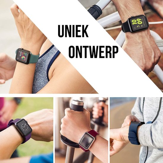 Podec Smartwatch - Siliconen Strap Multicolor Set van 6 - Geschikt voor Apple Watch - Bandje Geschikt voor iWatch 38 / 40/ 41 mm - Geschikt voor Series 1/2/3/4/5/6/7/SE