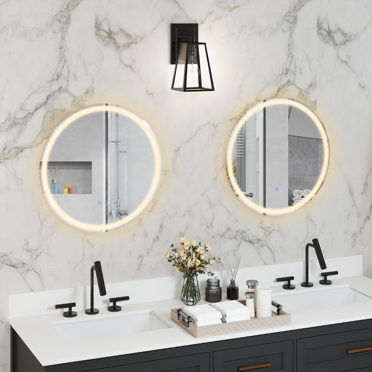 Coast Led-badkamerspiegel - dimbaar met anti-condens - geheugenfunctie - zilver 60 x 60 cm