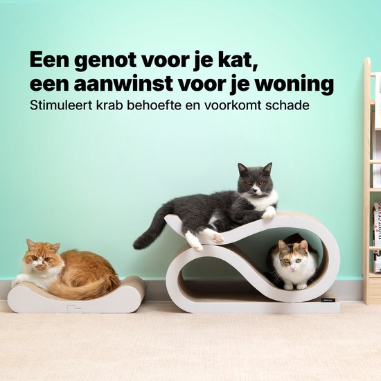 Jake and Jacky Krabkarton voor Katten 2 in 1 Model - Krabpaal Karton - Krabplank - Krabmand - Krabmeubel - Kartonnen Krabmat - Kattenmand - Kattenbed - 60x24x34cm