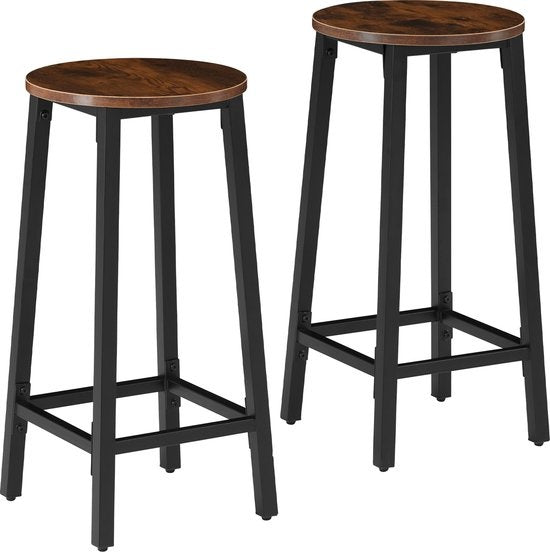 tectake - Set van 2 barkrukken "Corby" - industrieel - donkerbruin - 404332