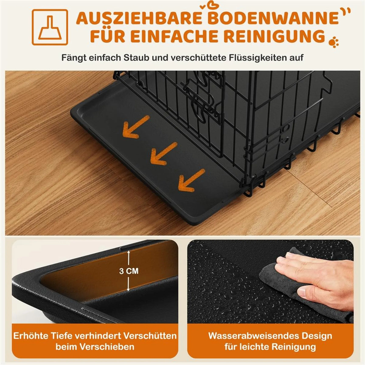 Yaheetech Hondenbench Opvouwbaar – 76 x 45 x 51 cm – Voorzien Van Tussenschot En Uitneembare Bodemplaat En Dubbele Deur – Voor Kleine Honden – Zwart Metaal En Kunststof