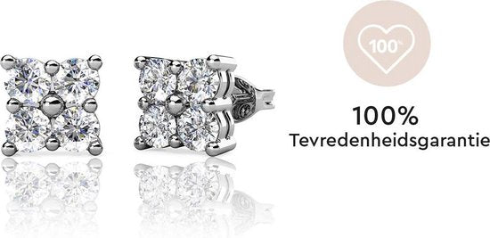 Yolora Dames Oorbellen met Kalpa Camaka Kristallen - Zilver kleurig - 18K Witgoud Verguld