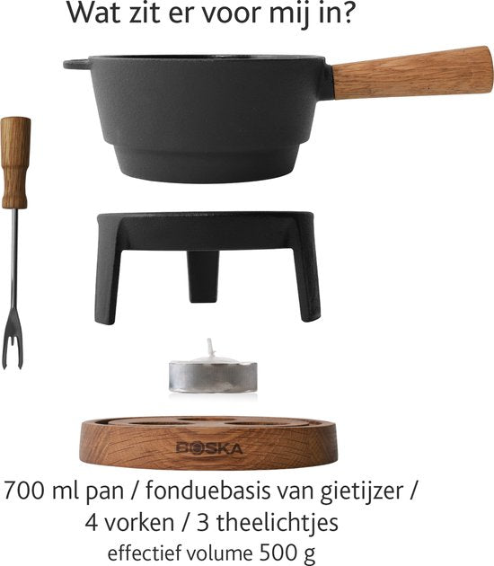 Boska Fondueset Pro S - Kaas fondue - voor 350 gram Kaas - 700 ml