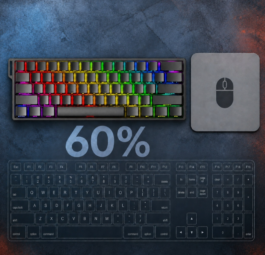 AULA WIN60 HE Gamingtoetsenbord - 60% Compact - Magnetische Switches - 8000 Hz - Rapid Trigger - RGB - 30,2 x 10,9 cm