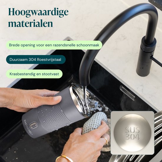 Castagnola Thermosbeker - Koffiebeker To Go - Travel Mug voor Koffie en Thee - Theebeker - 510 ML - RVS - Grijs