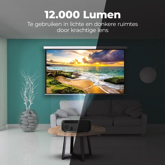 Spoused Beamer - Full-HD - 12.000 Lumen - Streamen Vanaf Je Telefoon Met WiFi - Mini Beamer - Zwart - Android