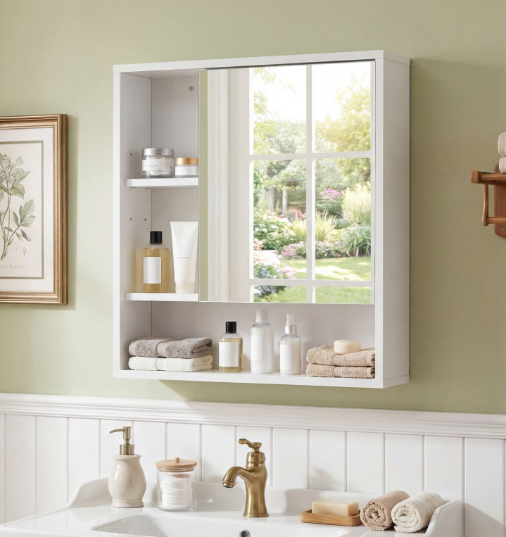 Coast Wandkast met Spiegel en Verstelbare Plank - 56 x 16 x 61 cm