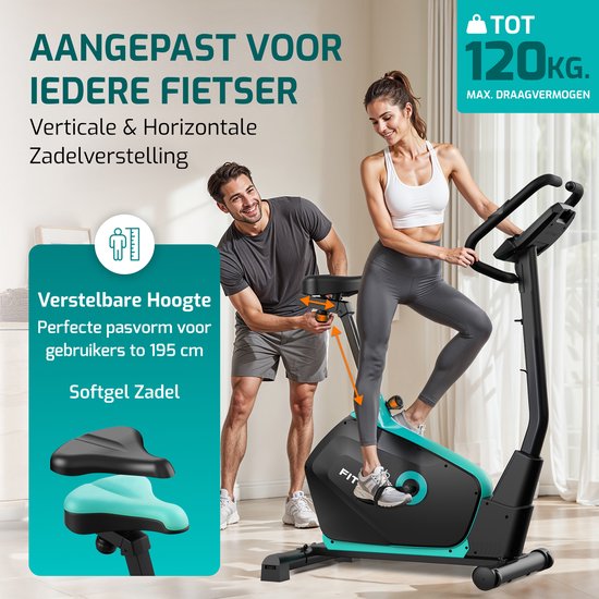 FITAGE Hometrainer - Fitnessfiets met 32 Weerstandsniveaus - Tablethouder voor Bluetooth Kinomap & Zwift - Fiets Lage Instap, Ergonomisch & Stil - Hometrainers Fitness voor Thuis