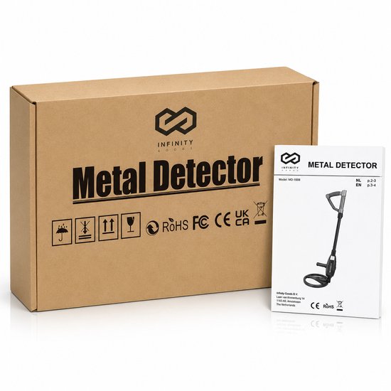 Infinity Goods Metaaldetector Junior - Voor Kinderen - Waterdicht & Lichtgewicht - Verstelbaar - LCD Scherm - Incl. Batterijen en Schep