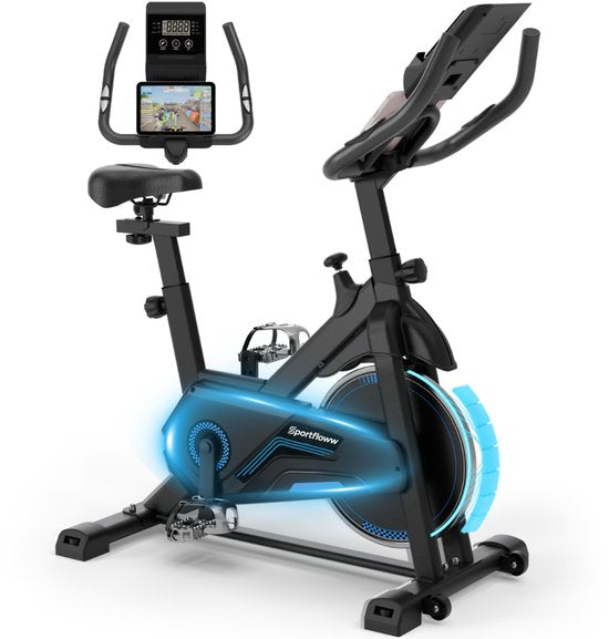 Sportfloww Hometrainer - Fitness Fiets - Spinningfiets - 8KG Vliegwiel - Hartslagmeter - Incl App