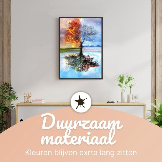 Rubye® Schilderen Op Nummer Volwassenen – Vier Seizoenen – Met Canvas Schildersdoek en Penselen - 40x50cm