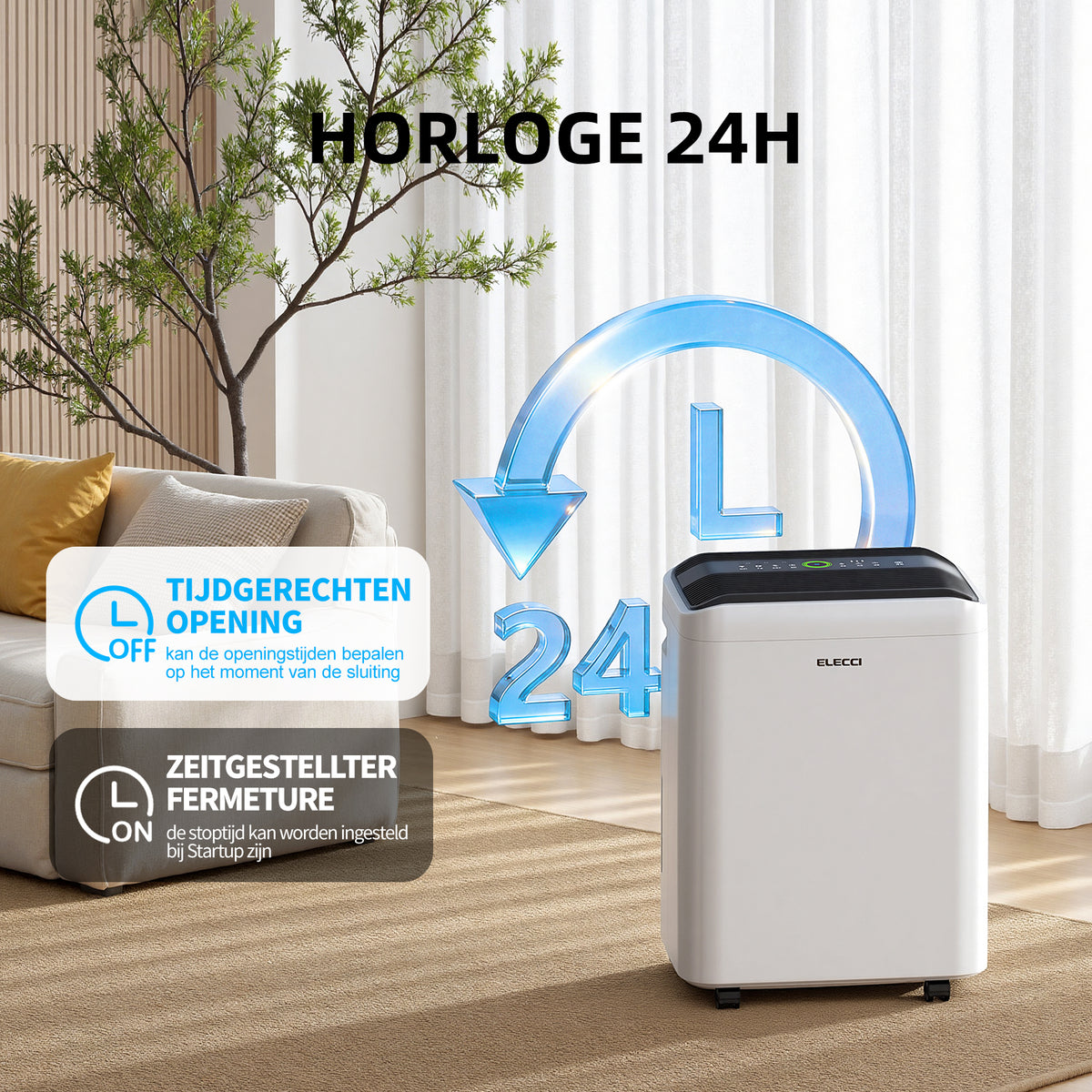 ELECCI luchtontvochtiger - 25 l/dag - 4,8 liter tank
