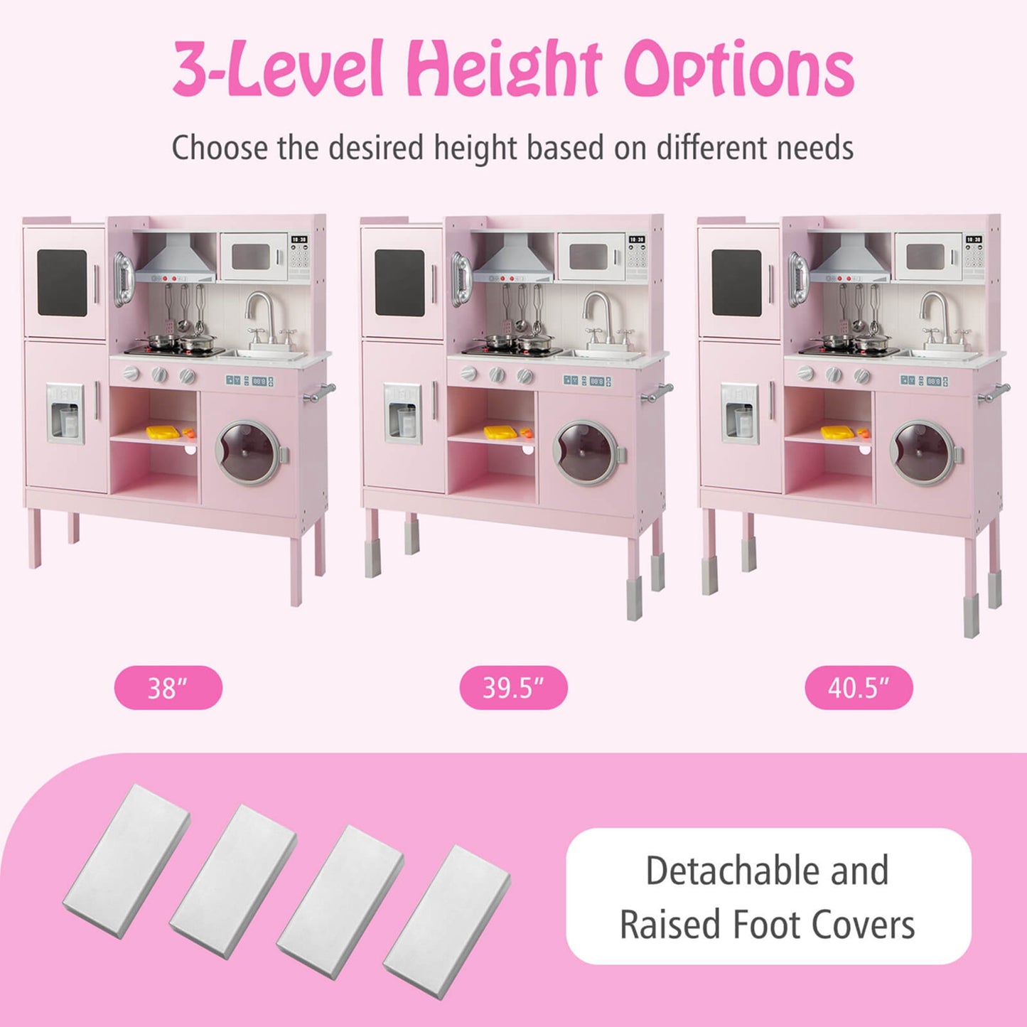 Coast Kinderkeuken met 16 spelaccessoires voor kinderen van 3 jaar 83 x 29 x 103 cm roze