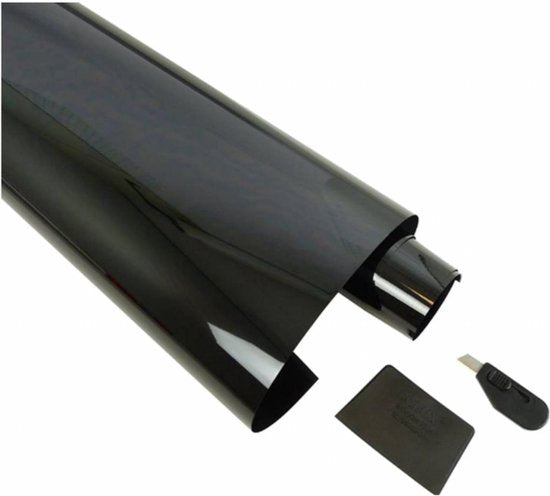 Dunlop Zonwerende raamfolie - zwart - 300 x 76 cm - UV-bescherming - Inclusief mesje en spatel