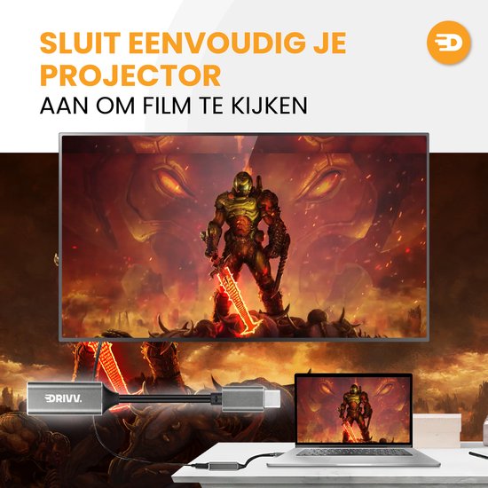 Drivv. USB C naar HDMI Adapter - Ondersteunt 4K 30Hz - Converter - Type C naar HDMI - Thunderbolt 3 - Grijs