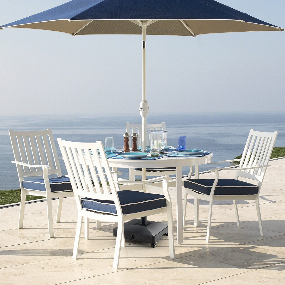 Coast Parasolvoet op Wielen - Vulbaar - Max. 25 kg - 45 x 44 x 40 cm - Zwart