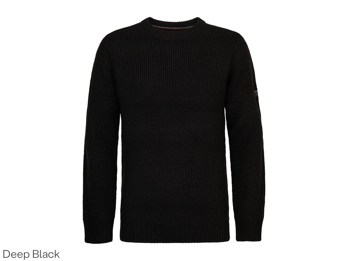 Petrol Gebreide Trui met Ronde Hals - Basic Design - maat XXL - Deep Black
