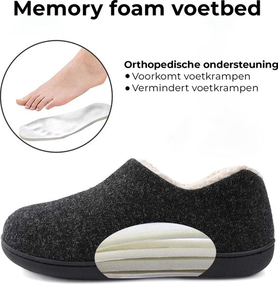 Pantoffels Dames - Sloffen - Maat 40/41 - Zwart - Anti-slip - Comfeet