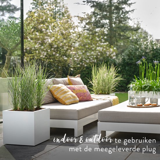 Elho Vivo Next Vierkant 40 - Plantenbak voor Binnen & Buiten - 100% Gerecycled Plastic - L 39.0 x H 37.9 cm - Wit