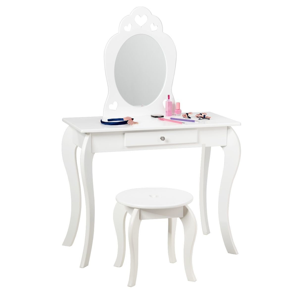 Coast Kinderkaptafel Make-up Tafel Met Krukje En Spiegel - Wit