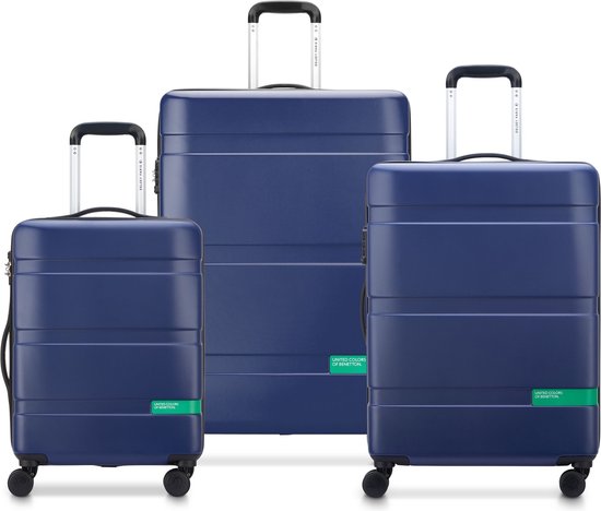 Delsey Paris x United Colors of Benetton - Kofferset Now - 3-delig - Handbagage 34L + ruimbagage 65L en 93L – Blauw